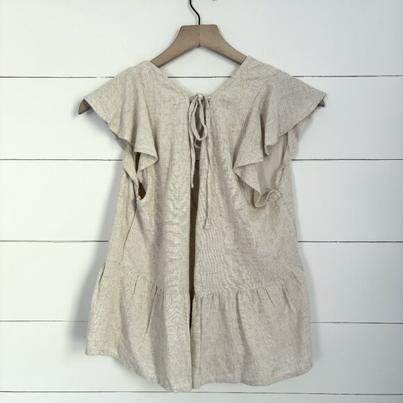 Abercrombie and Fitch cream linen blend short sleeve top Size Small - Picture 3 of 3